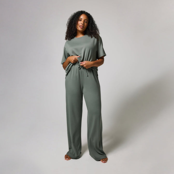 Soft Touch Lounge Set Mit Weitem Bein - Salbeigrünes