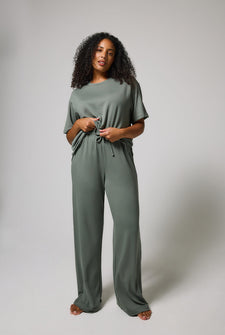 Soft Touch Lounge Set Mit Weitem Bein - Sage Green