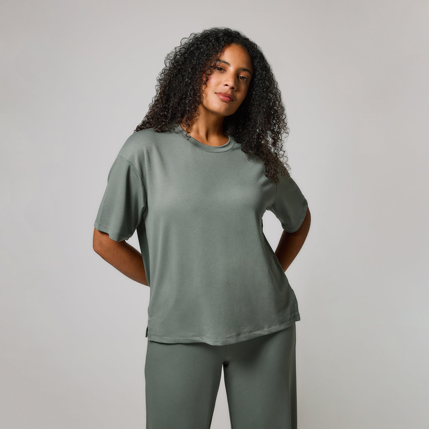 Soft Touch Lounge Set Mit Weitem Bein - Salbeigrünes