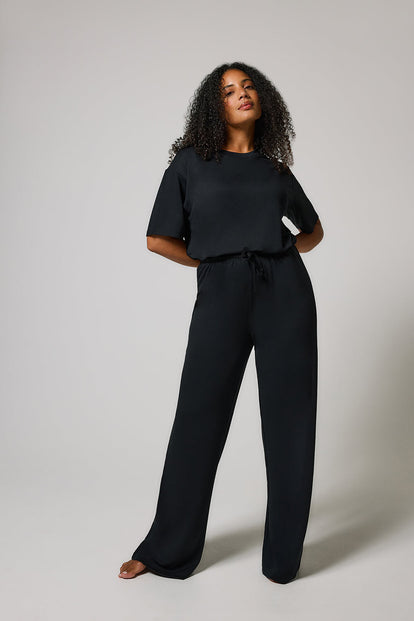 Soft Touch Lounge Set Mit Weitem Bein - Schwarze