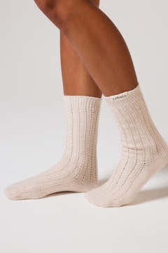 Gestrickte Socken - Beige