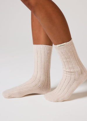 Gestrickte Socke - Beige