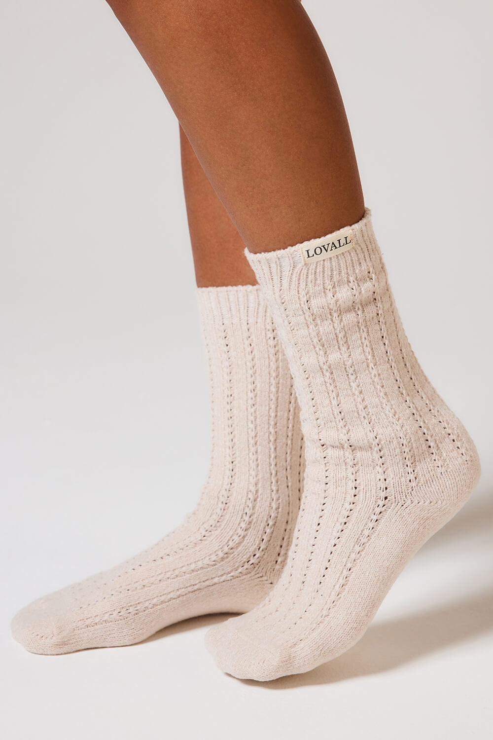 Gestrickte Socken - Beige