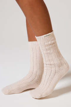Gestrickte Socken - Beige