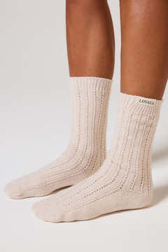 Gestrickte Socken - Beige