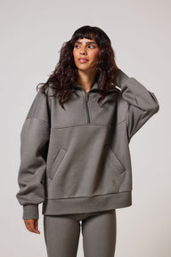 ALL SZN Übergröße 1/4 Zip Bio-Sweatshirt Curvy - Slate Green