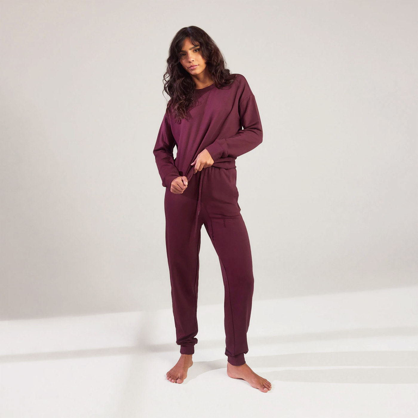 Luxe Lounge Jogger – Dark Cherry