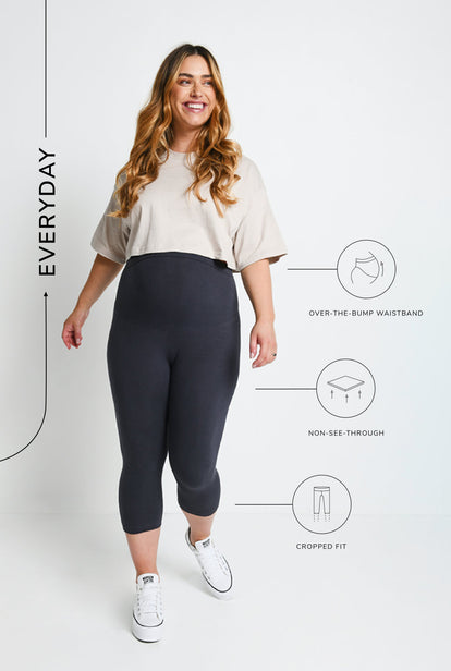 Everyday Cropped Umstandsleggings - Odyssey Grey