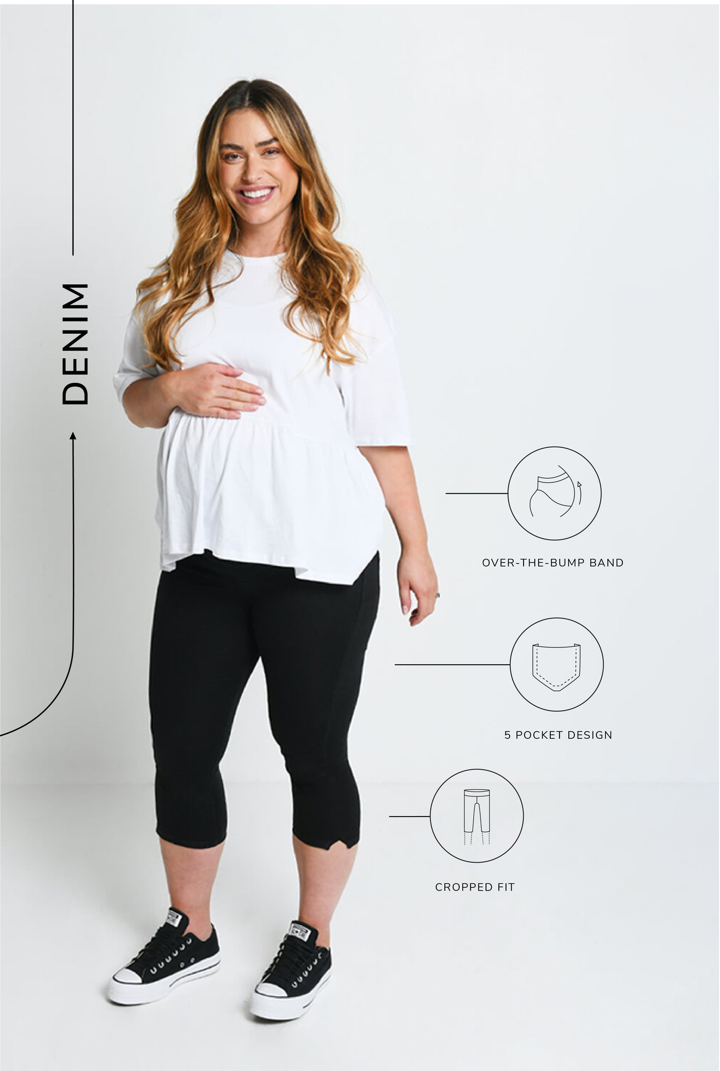 Cropped Umstandsjeggings - Schwarze