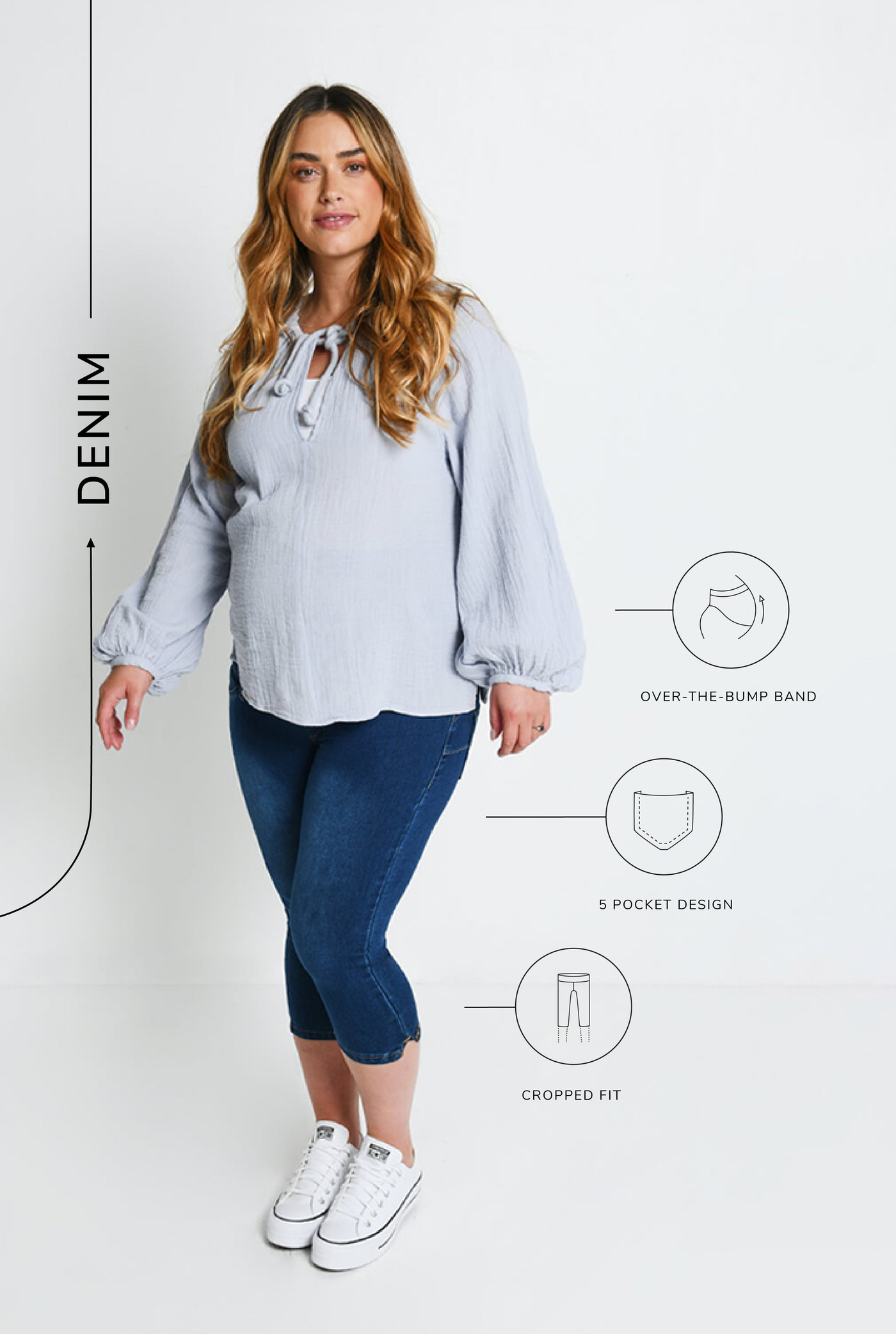 Cropped Umstandsjeggings - Dunkelblaue