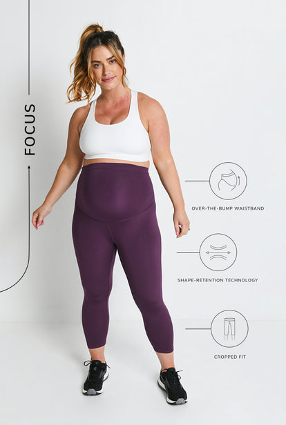 Focus Cropped Umstandsleggings Sport - Mulberry Plum