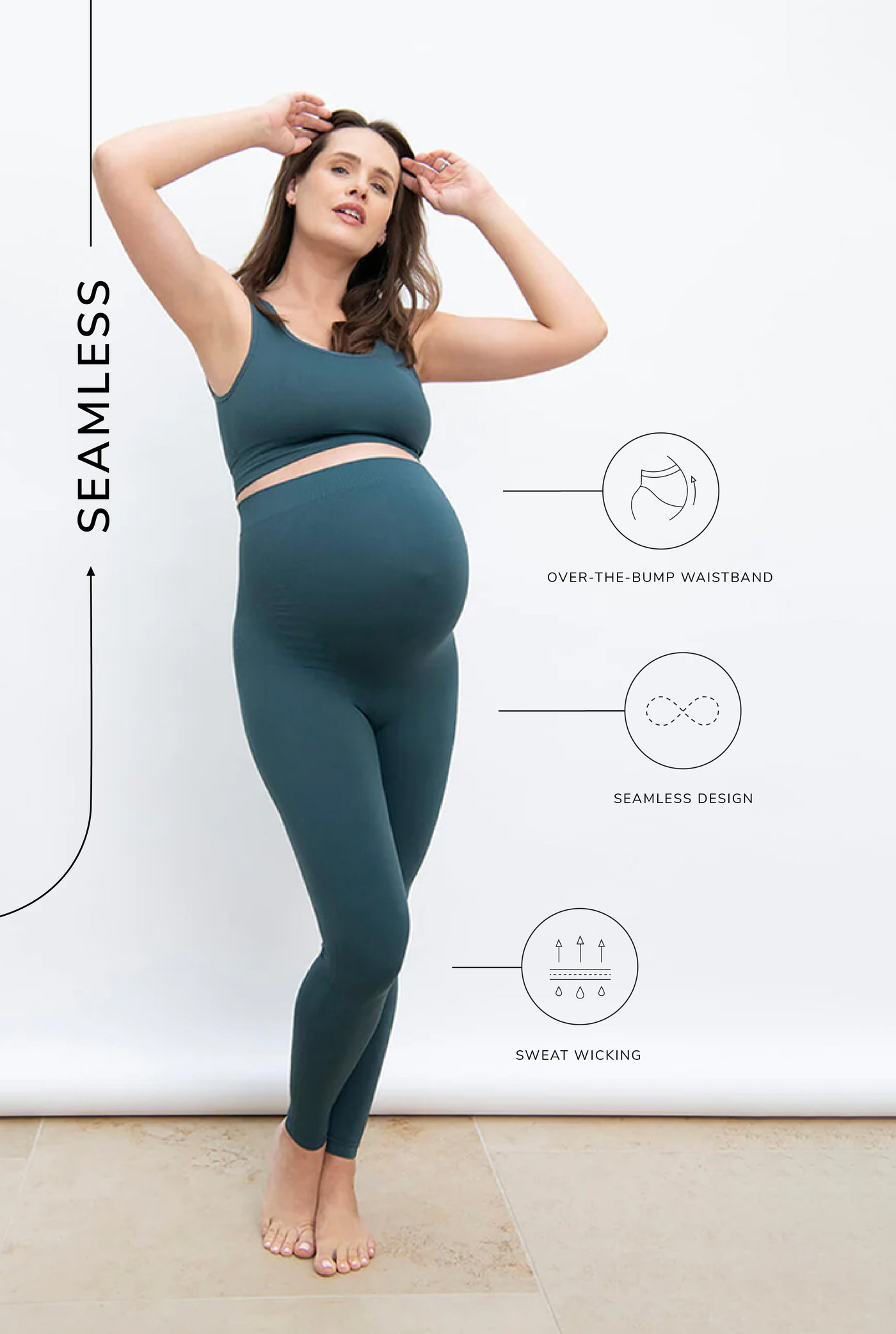 Ultimate Seamless Umstandsleggings - Teal-Blaue