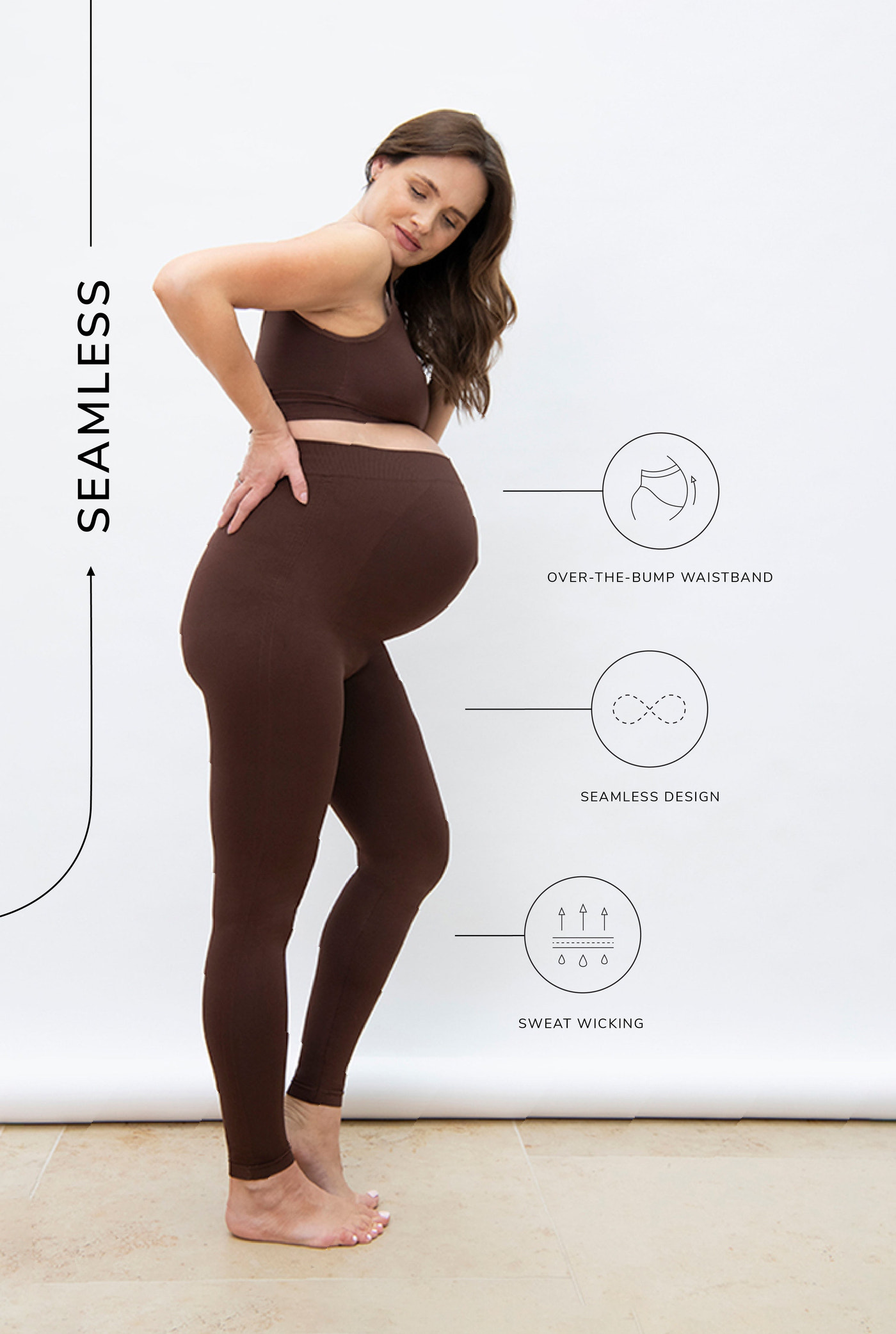 Ultimate Seamless Umstandsleggings - Schokoladenbraune