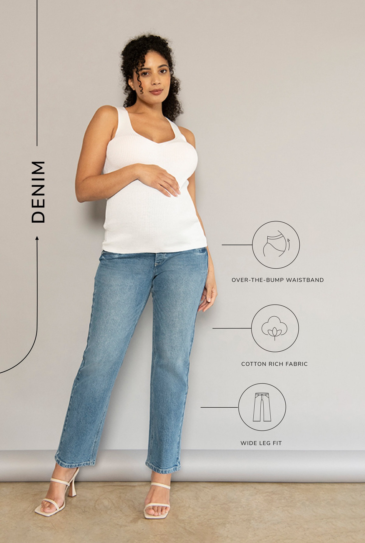 Umstandsjeans mit geradem Bein – Mittelblau