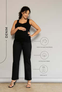 Umstands-Straight-Jeans – Schwarz
