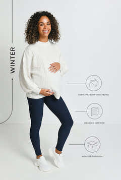 Umstandsleggings für den Winteralltag – Marineblau