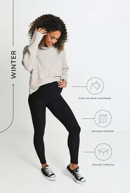 Everyday Umstandsleggings Winter High Waisted Leggings - Black