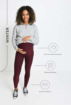 Umstands-Winter-Alltagsleggings – Burgunderrot