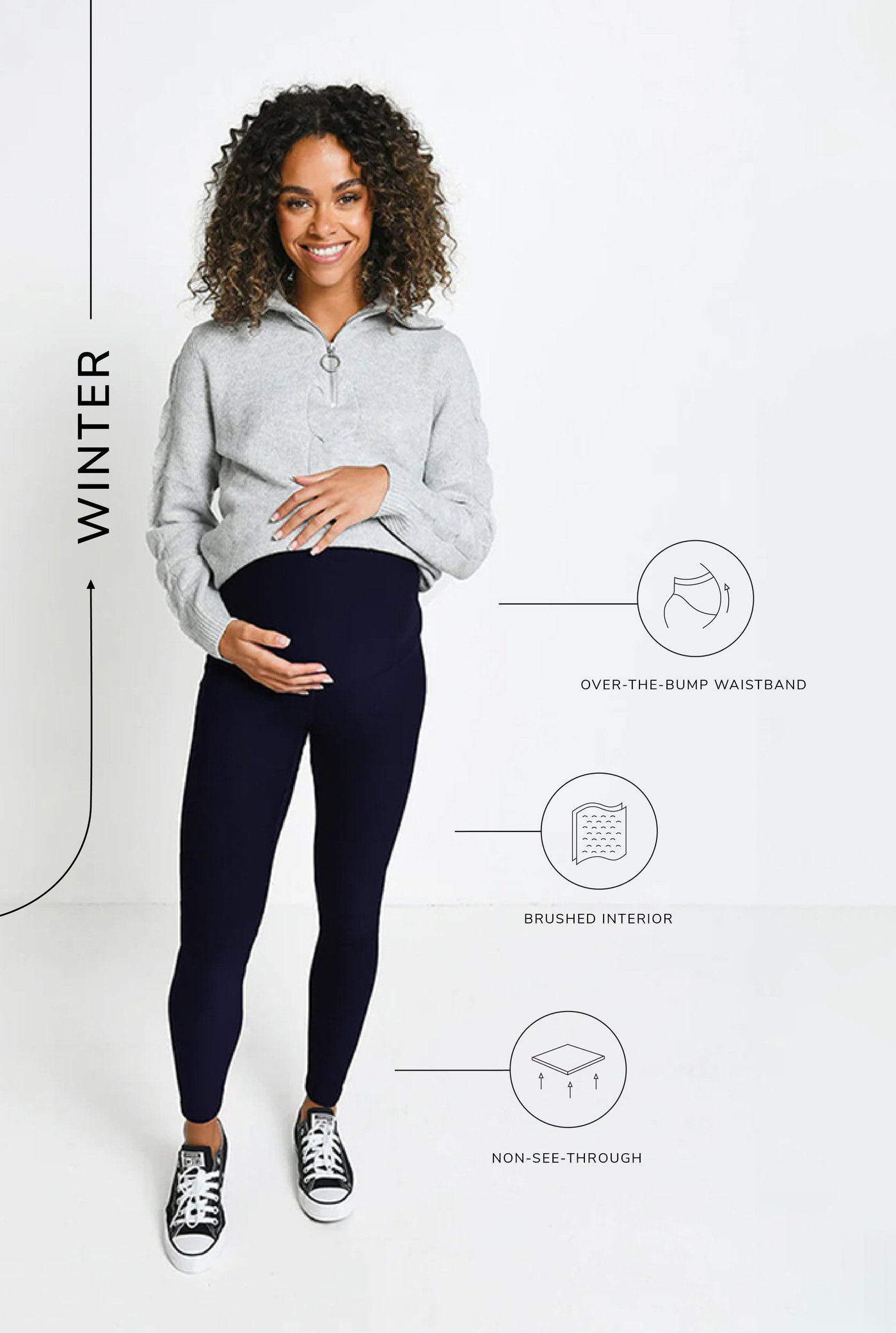 Alltägliche Winter Umstandsleggings mit hoher Taille - Vintage Navy