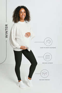 Umstands-Winter-Alltagsleggings – Tiefes Oliv
