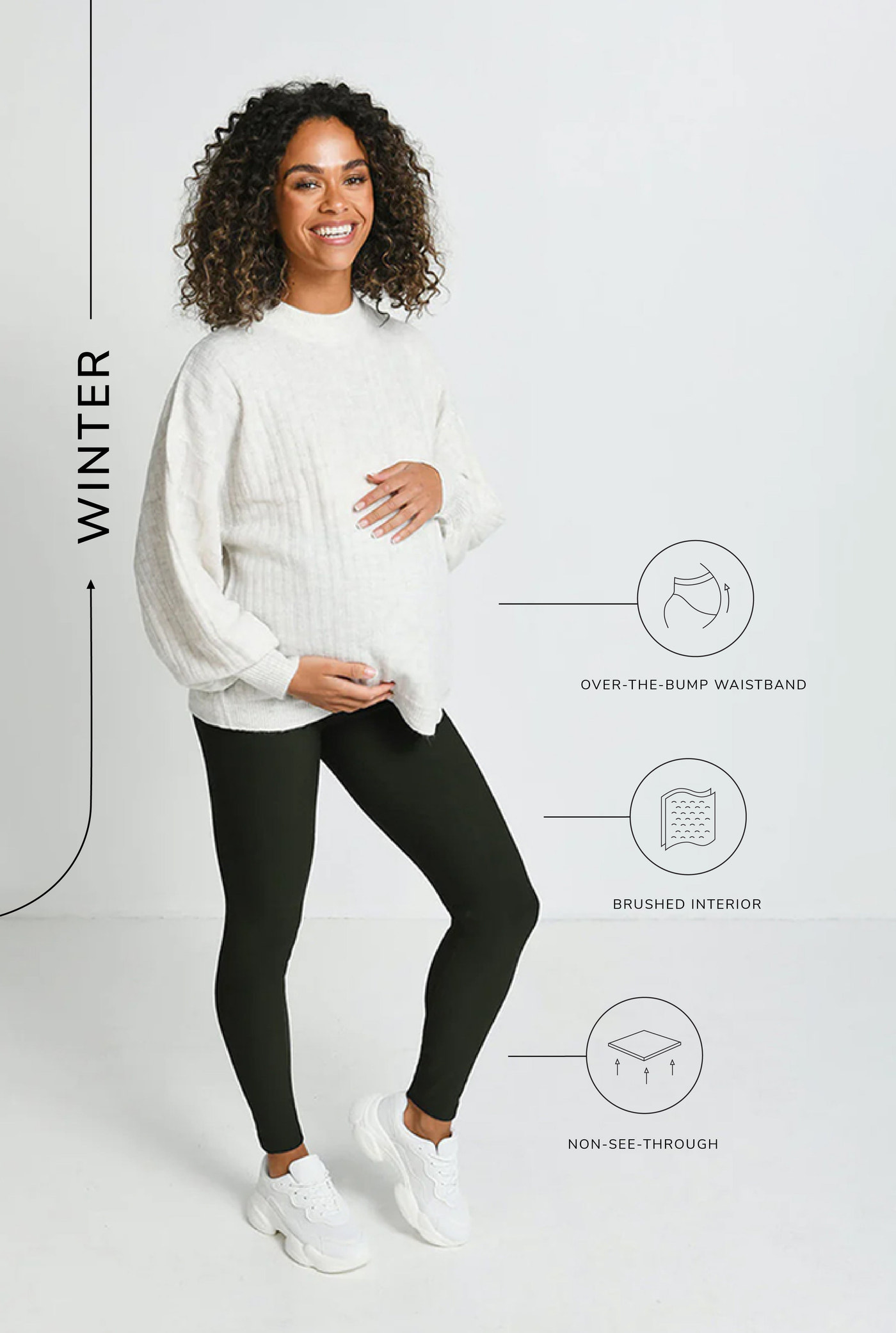 Alltägliche Winter Umstandsleggings mit hoher Taille  - Tiefes Olivgrün