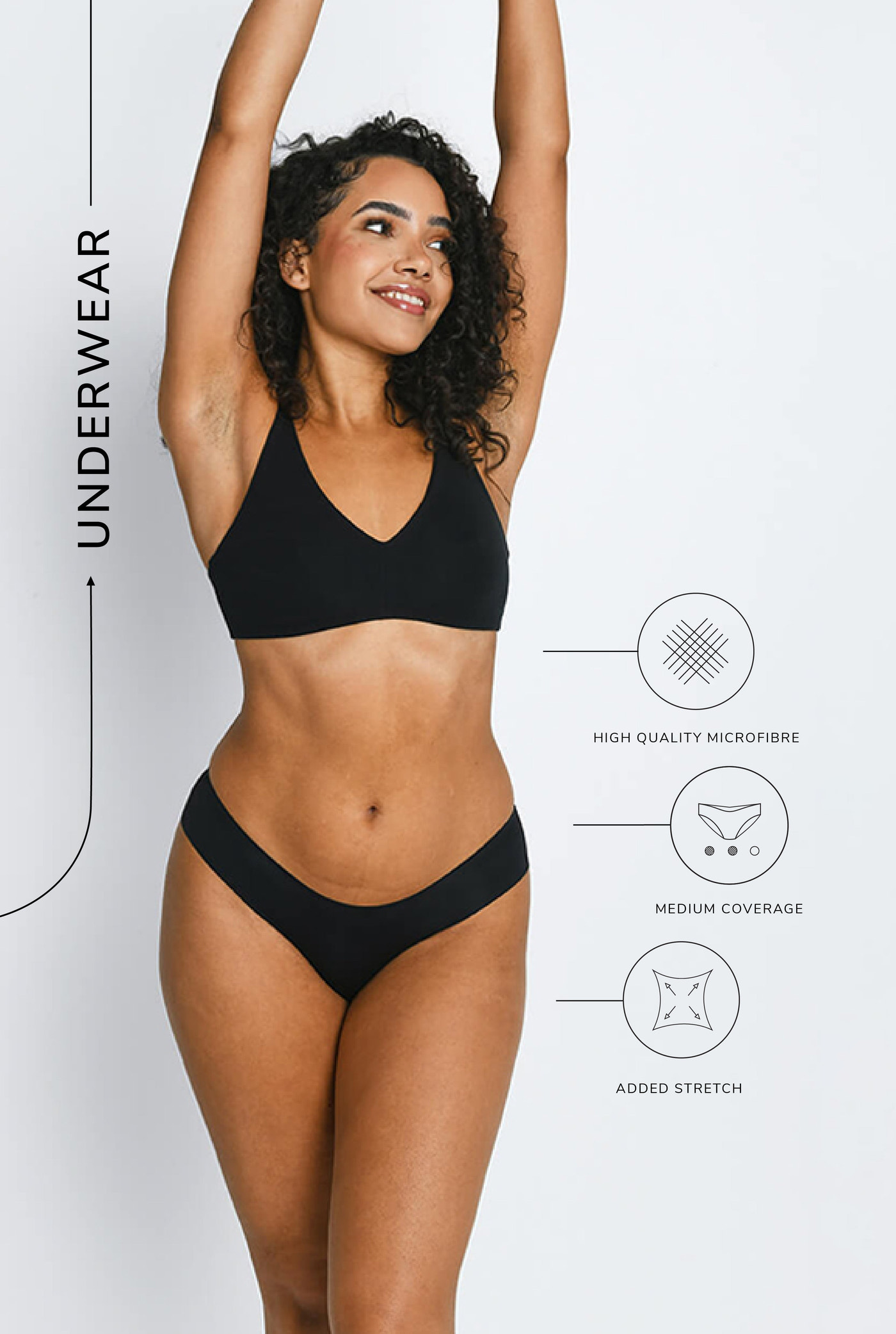 Nahtlose Brasilianische  Unterhose 3-Er Pack - Schwarze