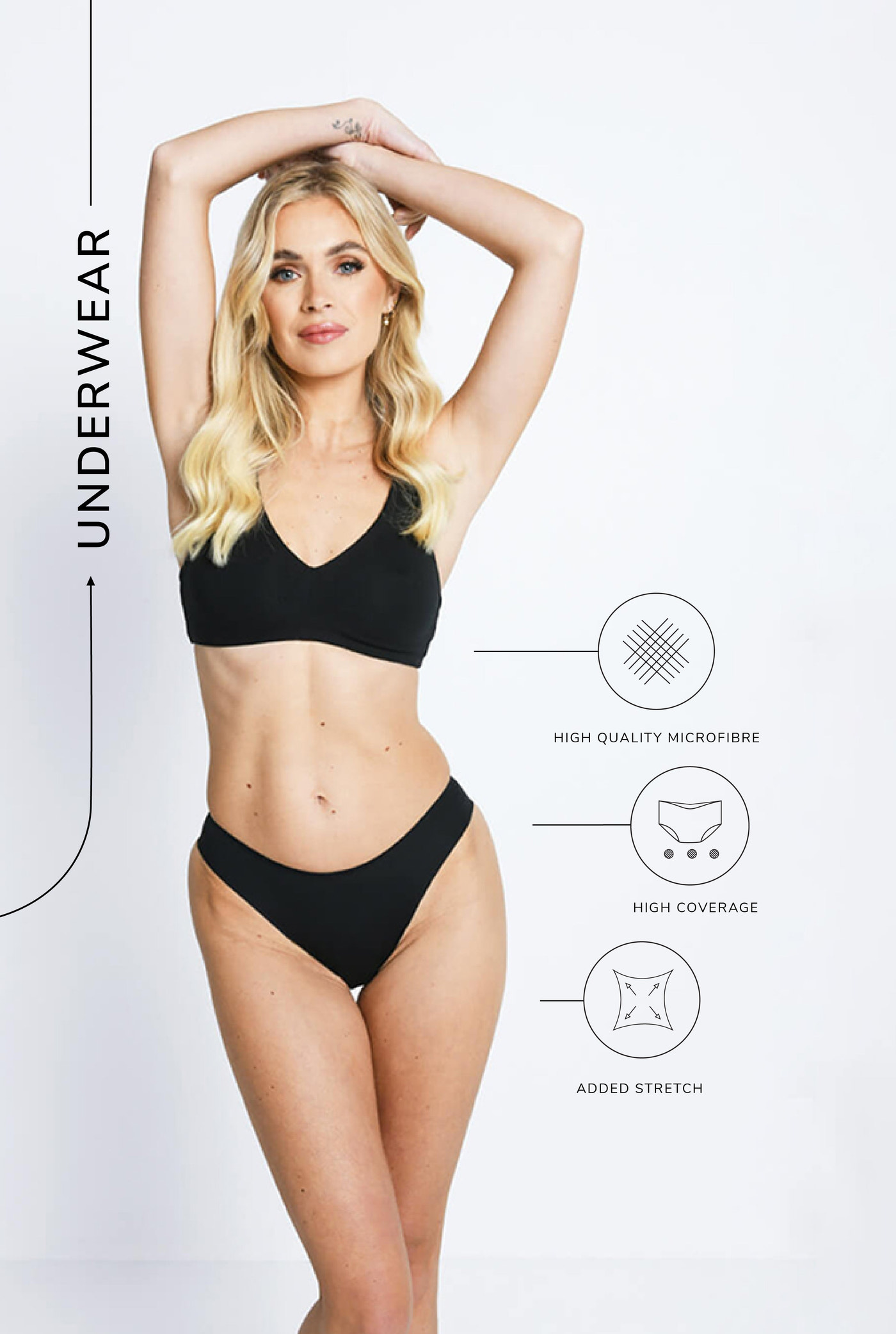 Nahtlose Hoch Hose Unterhose  3-Er Pack -Schwarze