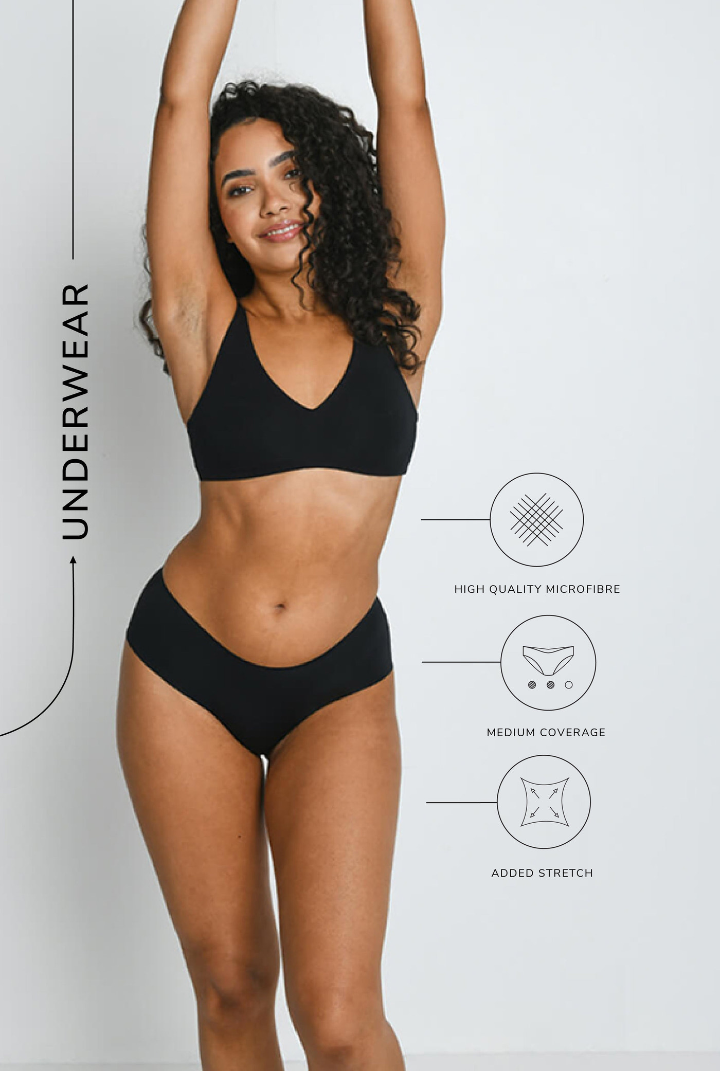 Nahtlose Midi Unterhose 3-Er Pack - Schwarze