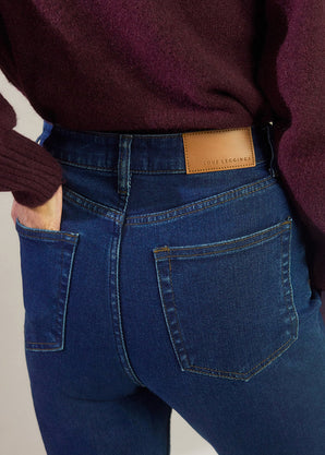 Slim-Fit Mom Jeans - Dark Blue