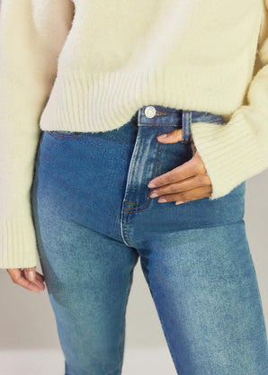 Slim-Fit Mom Jeans - Mittelblaue