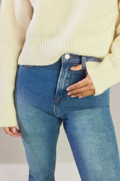 Slim-Fit Mom Jeans - Mid Blue