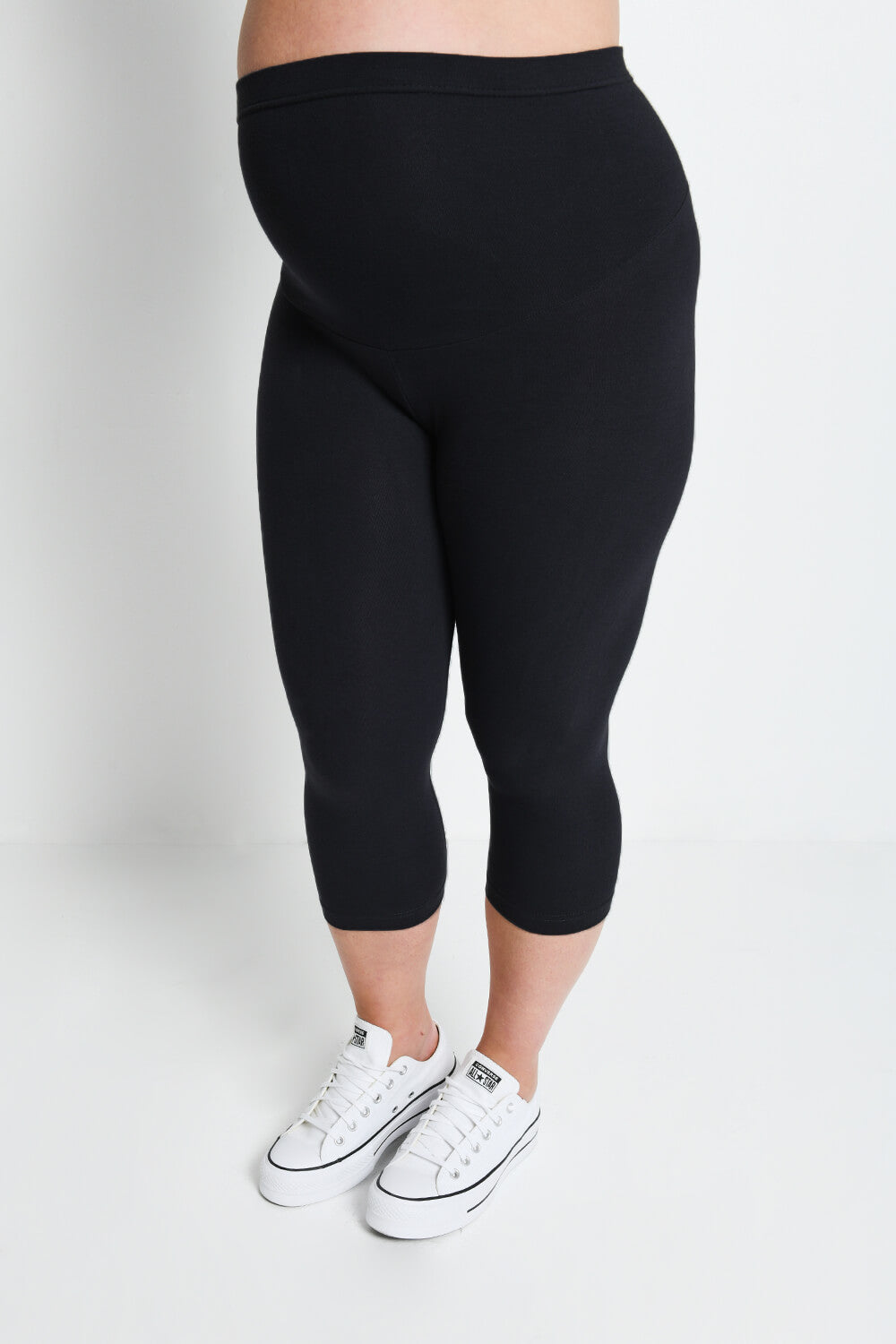 Alltägliche Cropped Umstandsleggings - Schwarz