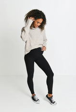 Alltägliche Winter Umstandsleggings mit hoher Taille - Schwarze