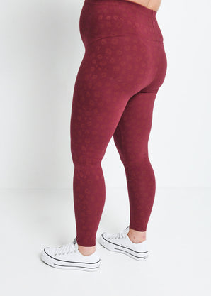 Everyday Umstandsleggings - Burgundy Animal Print