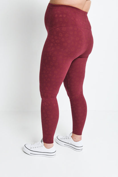 Everyday Umstandsleggings - Burgundy Animal Print