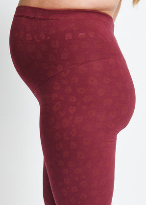 Everyday Umstandsleggings - Burgundy Animal Print