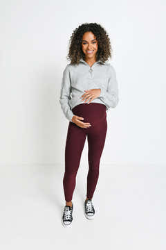 Umstands-Winter-Alltagsleggings – Burgunderrot