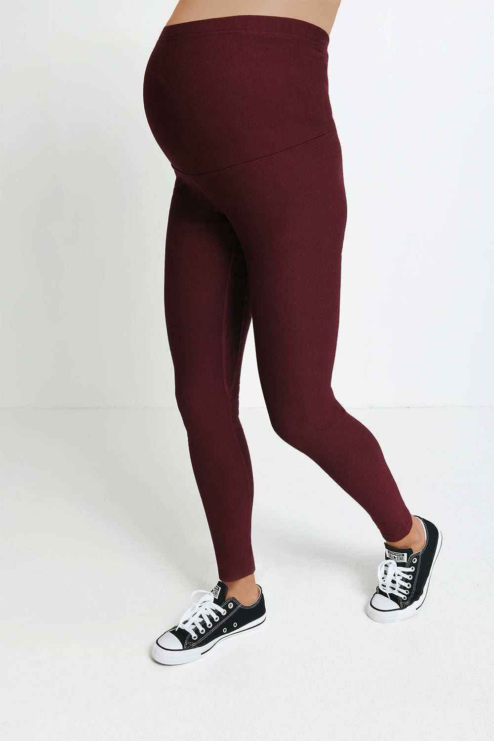 Alltägliche Winter Umstandsleggings mit hoher Taille - Bordeaux-Rote
