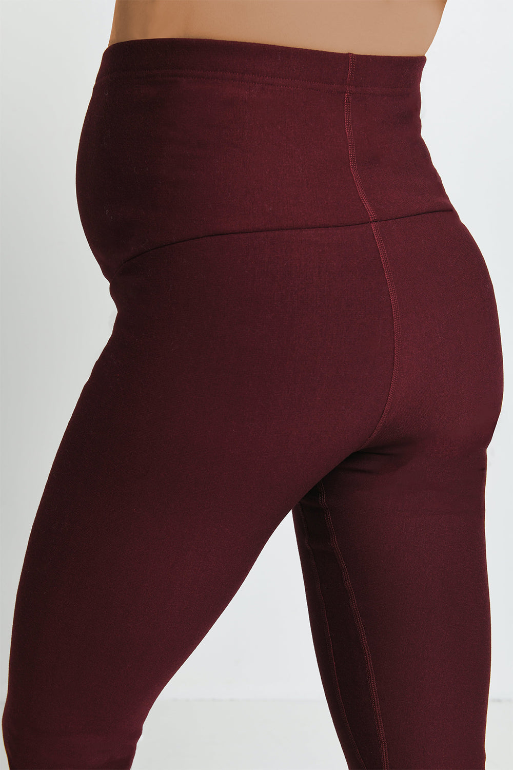 Alltägliche Winter Umstandsleggings mit hoher Taille - Bordeaux-Rote