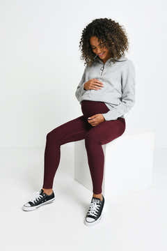 Umstands-Winter-Alltagsleggings – Burgunderrot