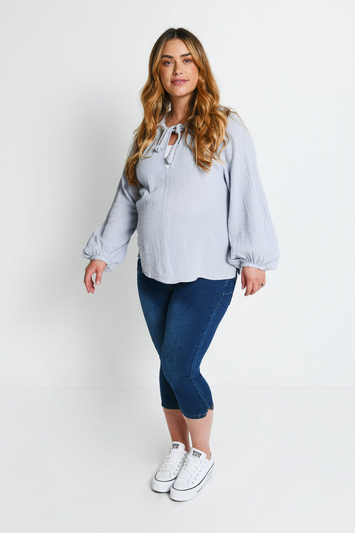 Cropped Umstandsjeggings - Dunkelblaue