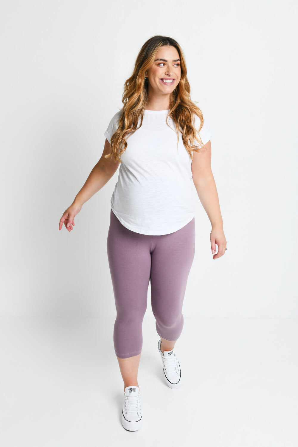 Alltägliche Cropped Umstandsleggings - Elderberry-Lila