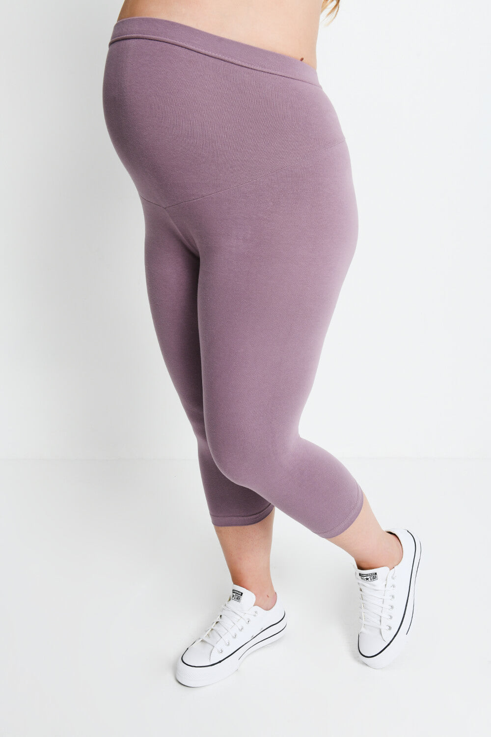 Alltägliche Cropped Umstandsleggings - Elderberry-Lila