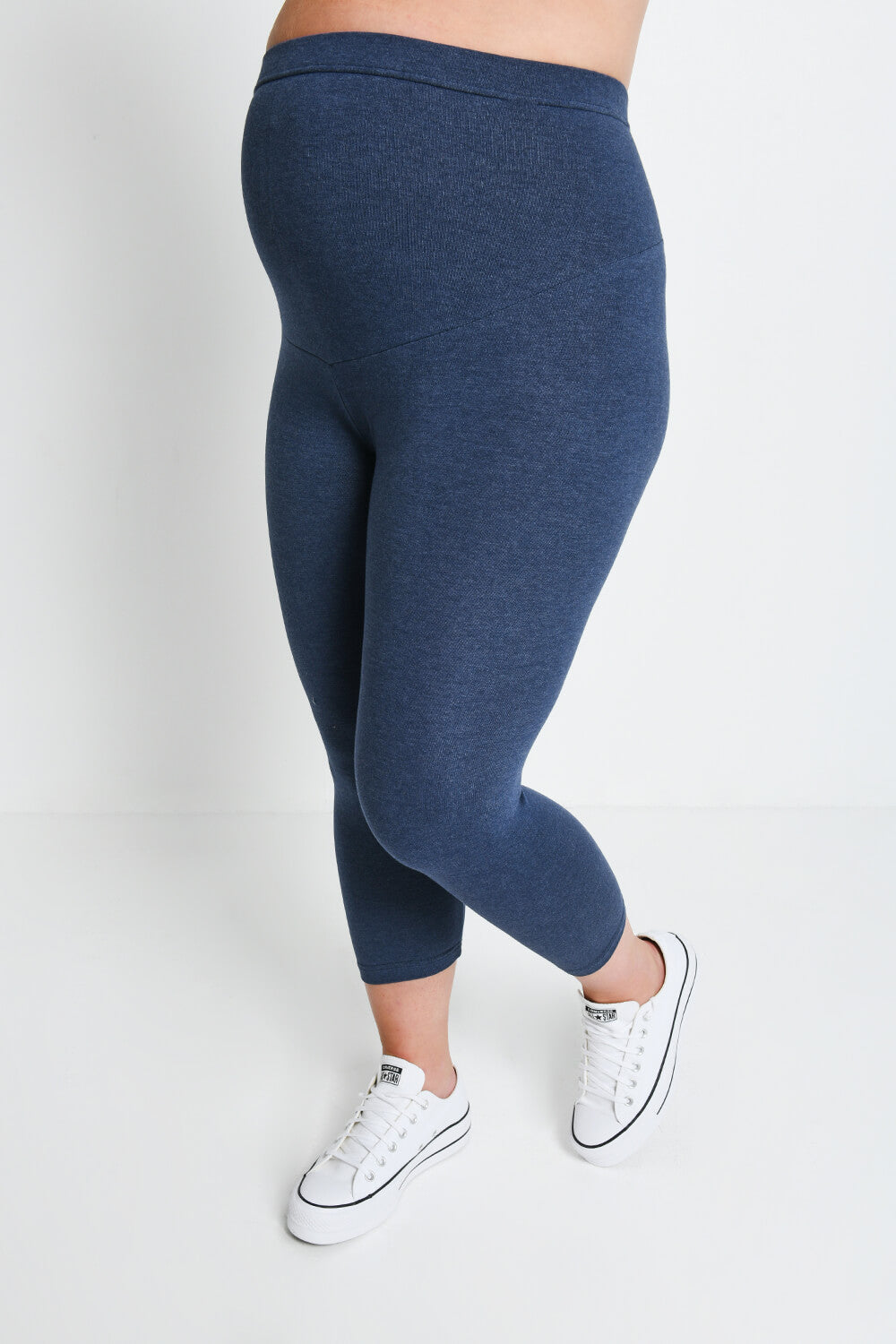 Alltägliche Cropped Umstandsleggings - Infinity Blue Melange