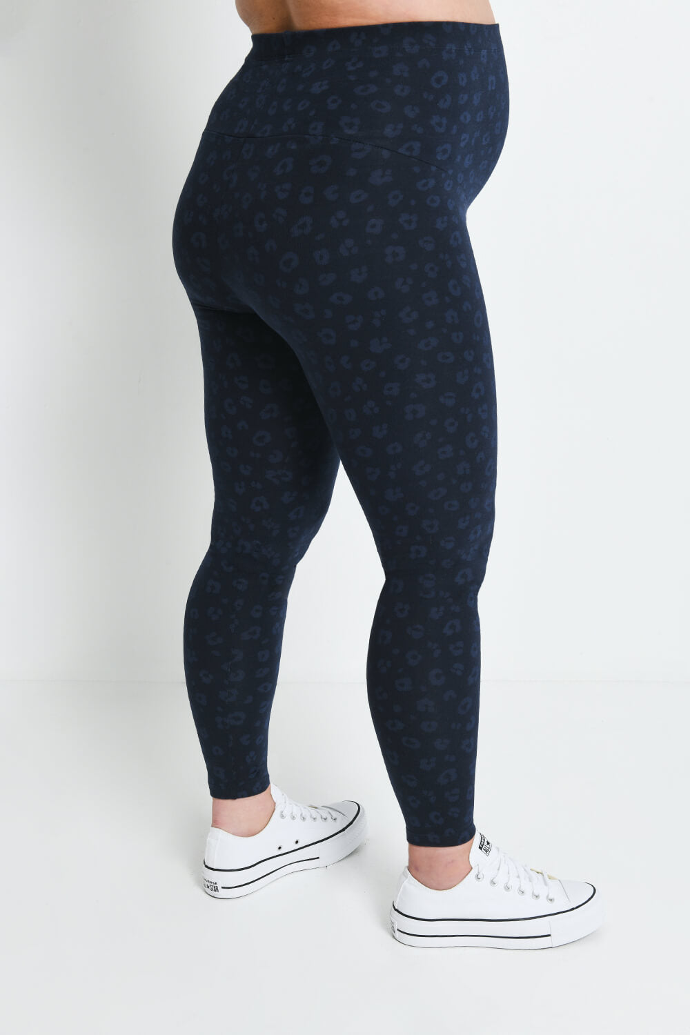 Alltägliche Umstandsleggings - Navy mit Animal-Print