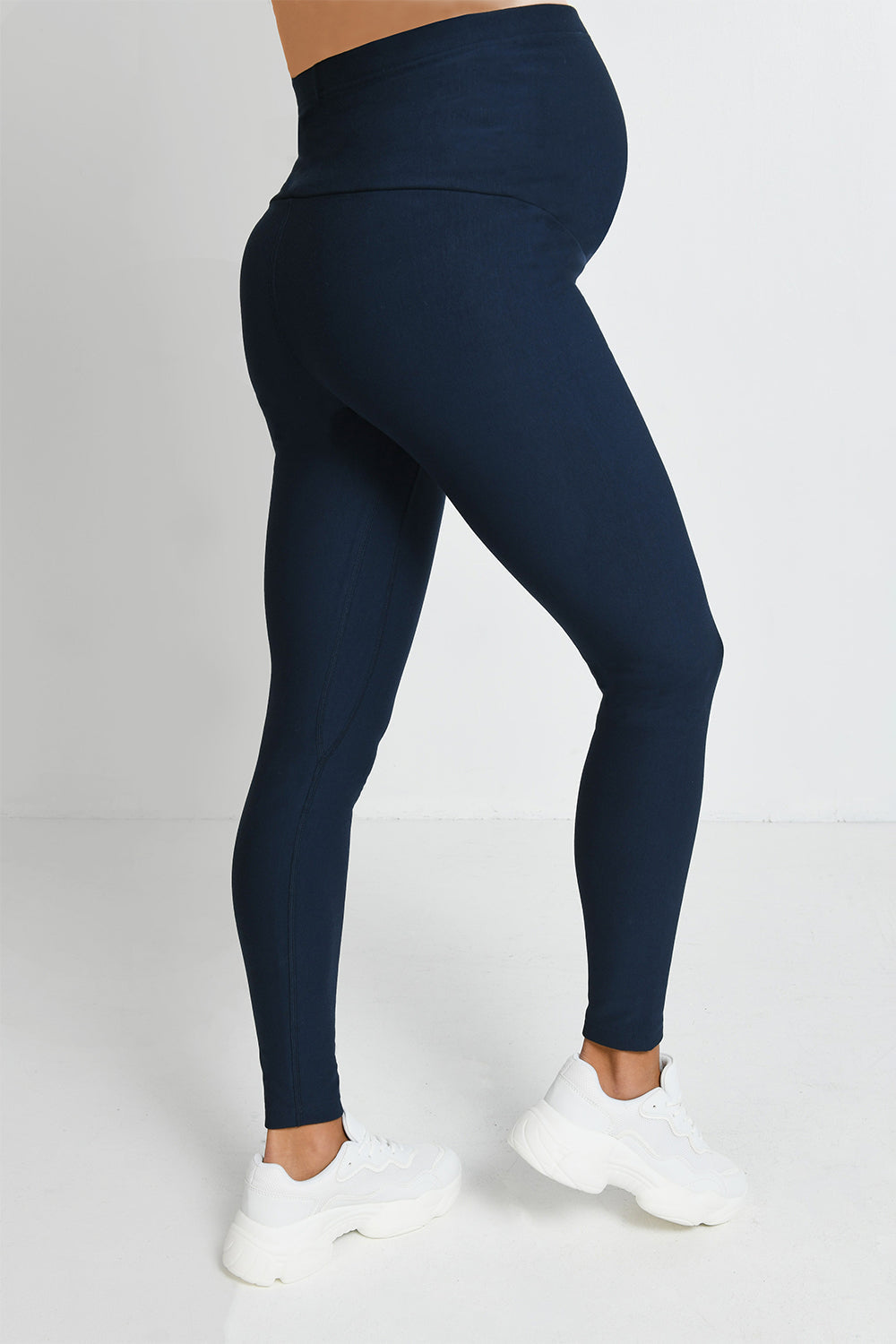 Alltägliche Winter Umstandsleggings mit hoher Taille - Navy