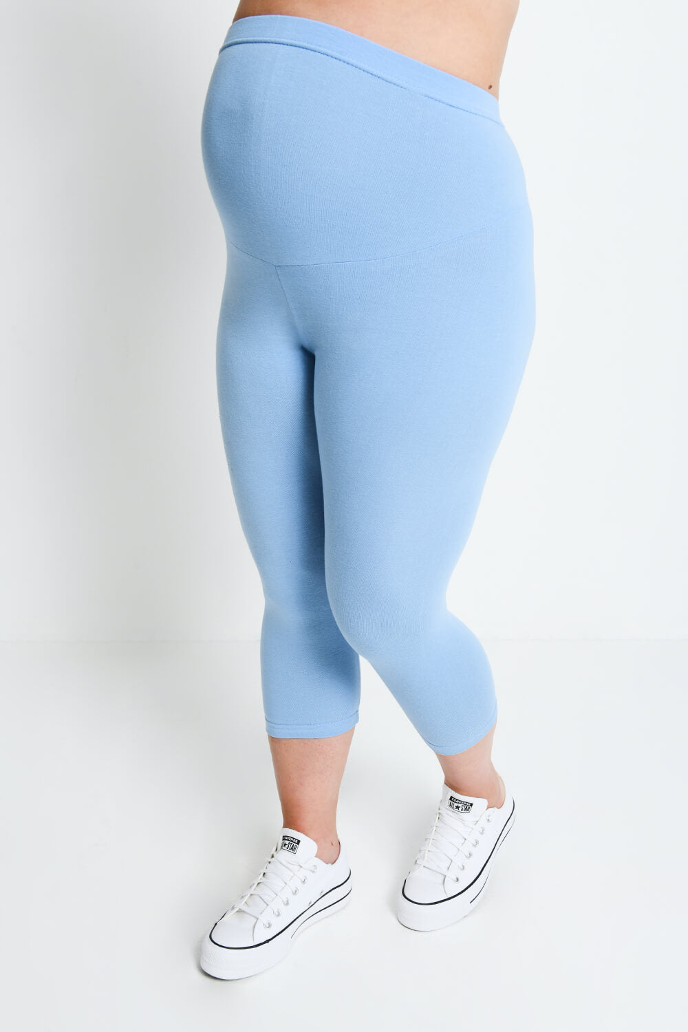 Alltägliche Cropped Umstandsleggings - Puderblaue