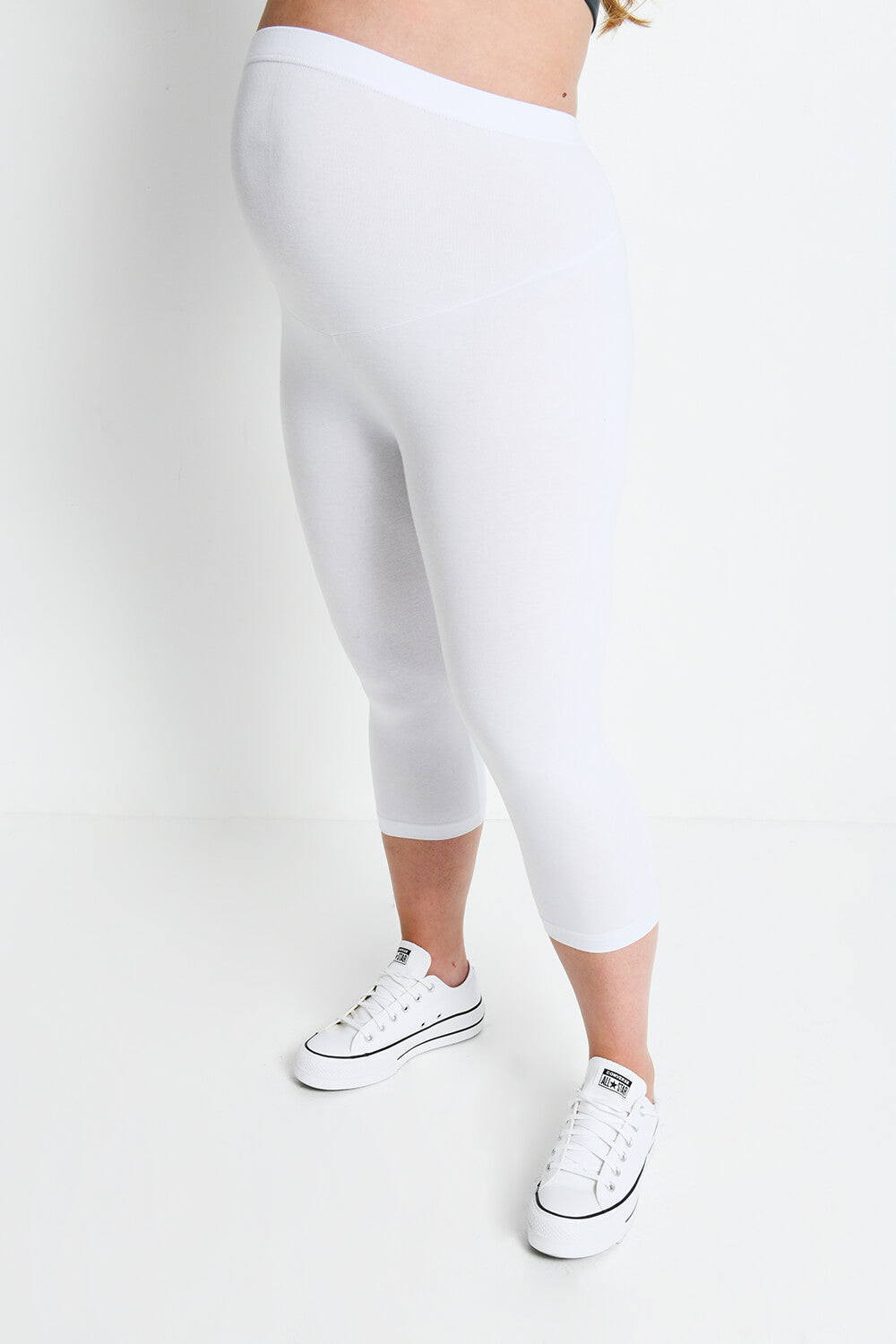 Alltägliche Cropped Umstandsleggings - Weiß
