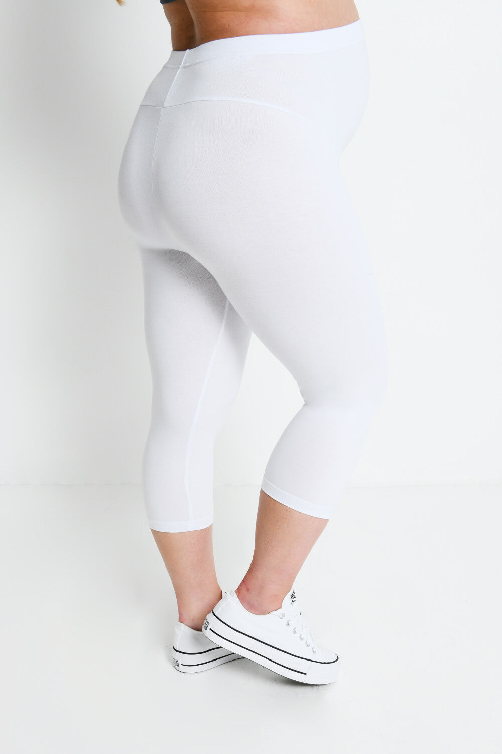 Alltägliche Cropped Umstandsleggings - Weiß