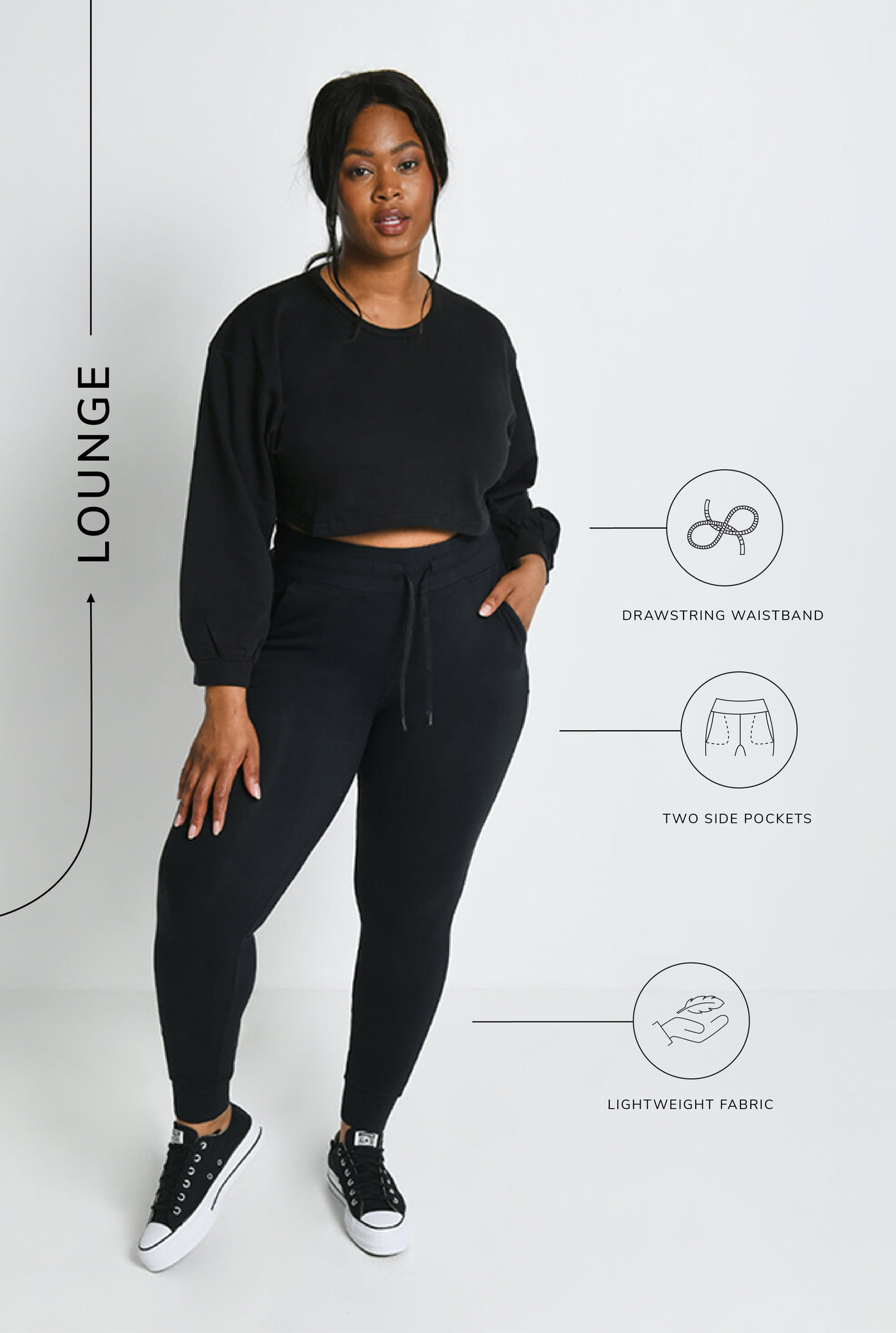 Recharge High-Waisted Jogginghose - Mitternachtsschwarze